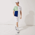 Lacoste חולצת טי פיקה קלה נושמת תלת-קולור DZ4D0D908 לבן ירוק נייבי כחול לבן cmn גברים - Image 4