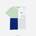 Lacoste חולצת טי פיקה קלה נושמת תלת-קולור DZ4D0D908 לבן ירוק נייבי כחול לבן cmn גברים - Image 5