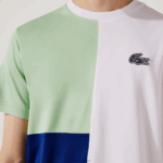 Lacoste חולצת טי פיקה קלה נושמת תלת-קולור DZ4D0D908 לבן ירוק נייבי כחול לבן cmn גברים - Image 6