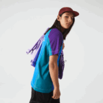 Lacoste חולצת טי שירט פיקה מתיחה בהתאמה רגילה בהתאמה רגילה DZ4D0D819 כחול ירוק סגול 7w6 גברים - Image 2