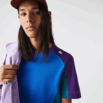 Lacoste חולצת טי שירט פיקה מתיחה בהתאמה רגילה בהתאמה רגילה DZ4D0D819 כחול ירוק סגול 7w6 גברים