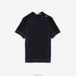 Lacoste חולצת טי שירט פיקה מתיחה בהתאמה רגילה בהתאמה רגילה DZ4D0D820 כחול כהה שחור 7w4 גברים - Image 5