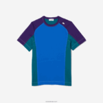 Lacoste חולצת טי שירט פיקה מתיחה בהתאמה רגילה בהתאמה רגילה DZ4D0D819 כחול ירוק סגול 7w6 גברים - Image 5
