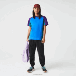 Lacoste חולצת טי שירט פיקה מתיחה בהתאמה רגילה בהתאמה רגילה DZ4D0D819 כחול ירוק סגול 7w6 גברים - Image 6