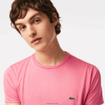 Lacoste חולצת טי של פימה כותנה עם צווארון צווארון DZ4D0D54 ורוד 2r3 גברים - Image 2