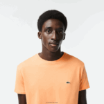 Lacoste חולצת טי של פימה כותנה עם צווארון צווארון DZ4D0D62 כתום בהיר heb גברים - Image 2