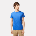 Lacoste חולצת טי של פימה כותנה עם צווארון צווארון DZ4D0D35 כחול kxb גברים