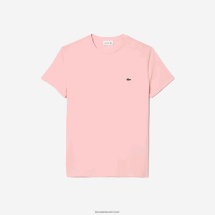 Lacoste חולצת טי של פימה כותנה עם צווארון צווארון DZ4D0D90 ורוד kf9 גברים