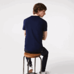 Lacoste חולצת טי של פימה כותנה עם צווארון צווארון DZ4D0D38 כחול כהה 166 גברים - Image 3