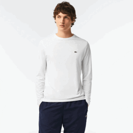 Lacoste חולצת טי של פימה כותנה עם צווארון צווארון DZ4D0D689 לבן 001 גברים