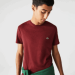 Lacoste חולצת טי של פימה כותנה עם צווארון צווארון DZ4D0D818 בורדו zs1 גברים