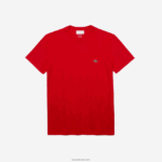 Lacoste חולצת טי של פימה כותנה עם צווארון צווארון DZ4D0D664 אדום 240 גברים - Image 4