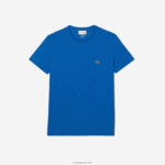 Lacoste חולצת טי של פימה כותנה עם צווארון צווארון DZ4D0D35 כחול kxb גברים - Image 4