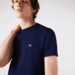 Lacoste חולצת טי של פימה כותנה עם צווארון צווארון DZ4D0D38 כחול כהה 166 גברים - Image 4