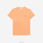 Lacoste חולצת טי של פימה כותנה עם צווארון צווארון DZ4D0D62 כתום בהיר heb גברים - Image 4
