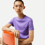 Lacoste חולצת טי של פימה כותנה עם צווארון צווארון DZ4D0D882 gfu סגול גברים