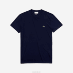 Lacoste חולצת טי של פימה כותנה עם צווארון צווארון DZ4D0D38 כחול כהה 166 גברים - Image 5