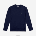 Lacoste חולצת טי של פימה כותנה עם צווארון צווארון DZ4D0D688 כחול כהה 166 גברים - Image 5
