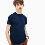 Lacoste חולצת טי של פימה כותנה עם צווארון צווארון DZ4D0D38 כחול כהה 166 גברים - Image 6