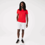 Lacoste חולצת טי של פימה כותנה עם צווארון V DZ4D0D617 אדום 240 גברים - Image 2
