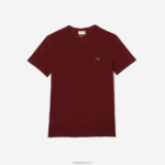 Lacoste חולצת טי של פימה כותנה עם צווארון V DZ4D0D612 בורדו zs1 גברים