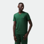 Lacoste חולצת טי של פימה כותנה עם צווארון V DZ4D0D679 ירוק 132 גברים