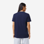 Lacoste חולצת טי של פימה כותנה עם צווארון V DZ4D0D42 כחול כהה 166 גברים - Image 3