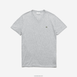 Lacoste חולצת טי של פימה כותנה עם צווארון V DZ4D0D614 chine אפור cca גברים - Image 4