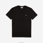 Lacoste חולצת טי של פימה כותנה עם צווארון V DZ4D0D41 שחור 031 גברים - Image 5