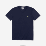 Lacoste חולצת טי של פימה כותנה עם צווארון V DZ4D0D42 כחול כהה 166 גברים - Image 5
