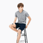 Lacoste חולצת טי של פימה כותנה עם צווארון V DZ4D0D614 chine אפור cca גברים - Image 5