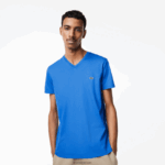 Lacoste חולצת טי של פימה כותנה עם צווארון V DZ4D0D49 כחול kxb גברים