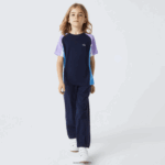 Lacoste חולצת טניס ספורט בלוק צבעוני DZ4D0D3153 כחול כהה סגול לבן כחול 5xj ילדים - Image 2