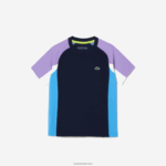 Lacoste חולצת טניס ספורט בלוק צבעוני DZ4D0D3153 כחול כהה סגול לבן כחול 5xj ילדים - Image 3