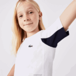Lacoste חולצת טניס ספורט בלוק צבעוני DZ4D0D3154 לבן נייבי כחול לבן y2u ילדים - Image 7