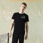 Lacoste חולצת טניס ספורטיבית בהדפס תנין DZ4D0D682 שחור 031 גברים - Image 2