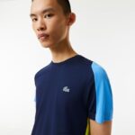 Lacoste חולצת טניס ספורטיבית בהדפס תנין DZ4D0D586 כחול כהה צהוב לבן kl8 גברים