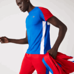 Lacoste חולצת טניס ספורטיבית בהדפס תנין DZ4D0D587 כחול אדום לבן yh7 גברים