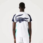 Lacoste חולצת טניס ספורטיבית בהדפס תנין DZ4D0D588 לבן ירוק כחול כהה yh9 גברים - Image 3