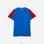 Lacoste חולצת טניס ספורטיבית בהדפס תנין DZ4D0D587 כחול אדום לבן yh7 גברים - Image 4