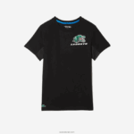 Lacoste חולצת טניס ספורטיבית בהדפס תנין DZ4D0D682 שחור 031 גברים - Image 5
