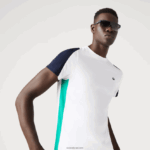 Lacoste חולצת טניס ספורטיבית בהדפס תנין DZ4D0D588 לבן ירוק כחול כהה yh9 גברים - Image 7
