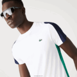 Lacoste חולצת טניס ספורטיבית בהדפס תנין DZ4D0D588 לבן ירוק כחול כהה yh9 גברים - Image 8