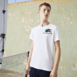 Lacoste חולצת טניס ספורטיבית בהדפס תנין DZ4D0D681 לבן 001 גברים