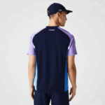 Lacoste חולצת טניס ספורטיבית בצבע בלוק אולטרה יבש DZ4D0D584 כחול כהה סגול לבן כחול 5xj גברים - Image 3