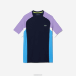 Lacoste חולצת טניס ספורטיבית בצבע בלוק אולטרה יבש DZ4D0D584 כחול כהה סגול לבן כחול 5xj גברים - Image 4