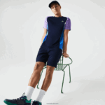 Lacoste חולצת טניס ספורטיבית בצבע בלוק אולטרה יבש DZ4D0D584 כחול כהה סגול לבן כחול 5xj גברים - Image 5