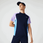 Lacoste חולצת טניס ספורטיבית בצבע בלוק אולטרה יבש DZ4D0D584 כחול כהה סגול לבן כחול 5xj גברים