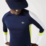 Lacoste חולצת טניס ספורטיבית DZ4D0D754 כחול כהה צהוב לבן 692 גברים