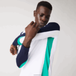 Lacoste חולצת טניס ספורטיבית DZ4D0D755 לבן ירוק כחול כהה yh9 גברים - Image 4